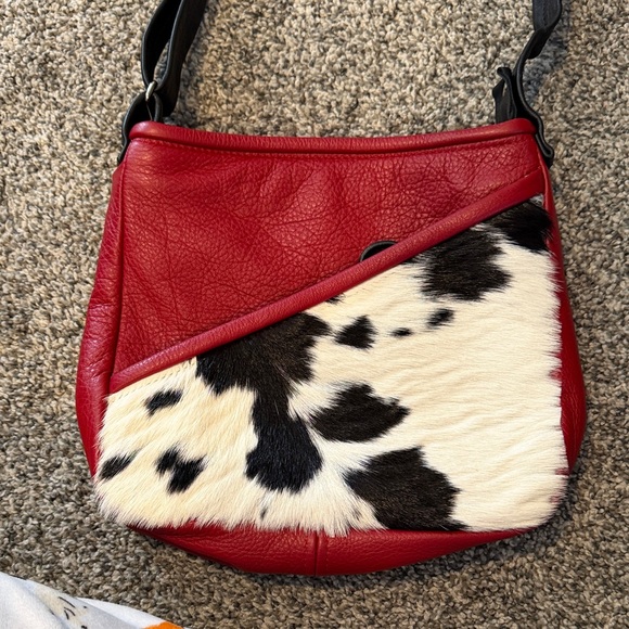 Handbags - Red and Black Cowhide Women's Bag One of a kind. Bought from maker. Zerelli